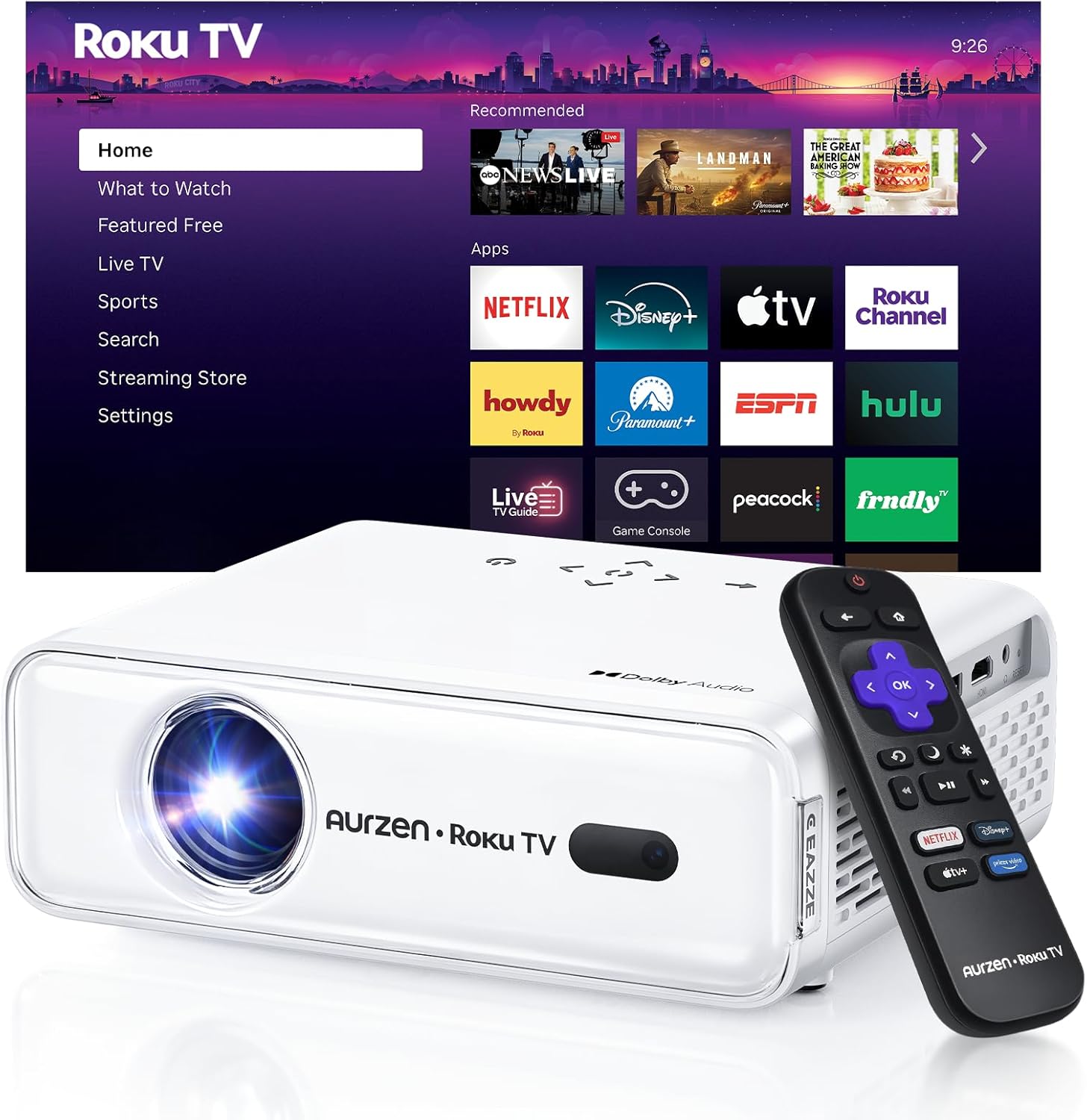 Aurzen Roku D1R outdoor smart projector (Amazon)