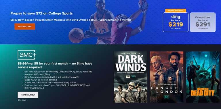 Sling TV promo screen