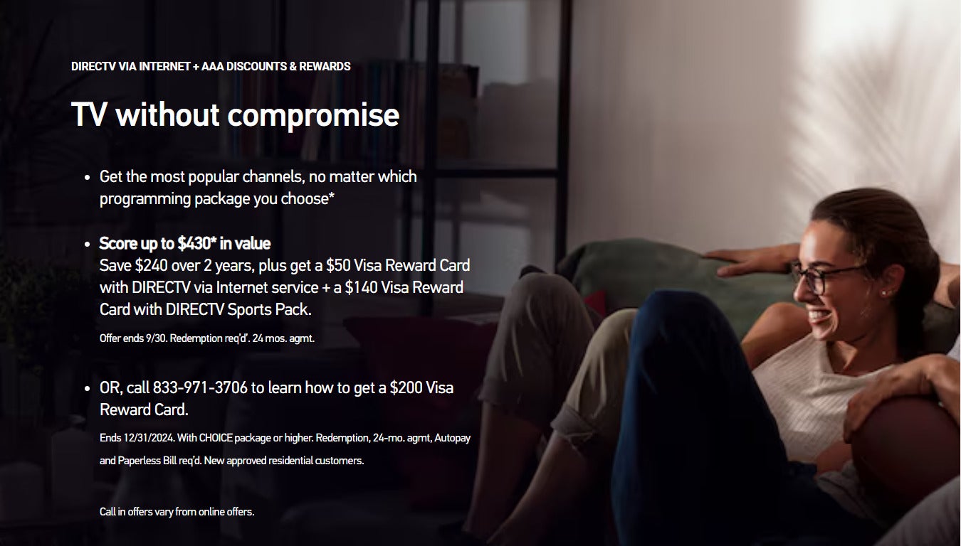 AAA members can now save up to $430 off a DIRECTV via Internet subscription