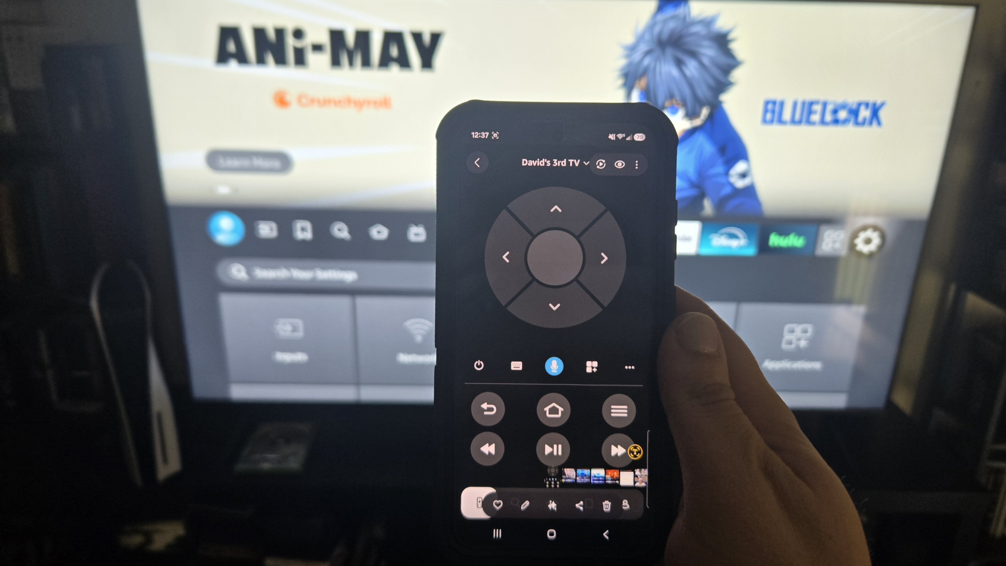 An Android phone using the Fire TV app to become a remote control.