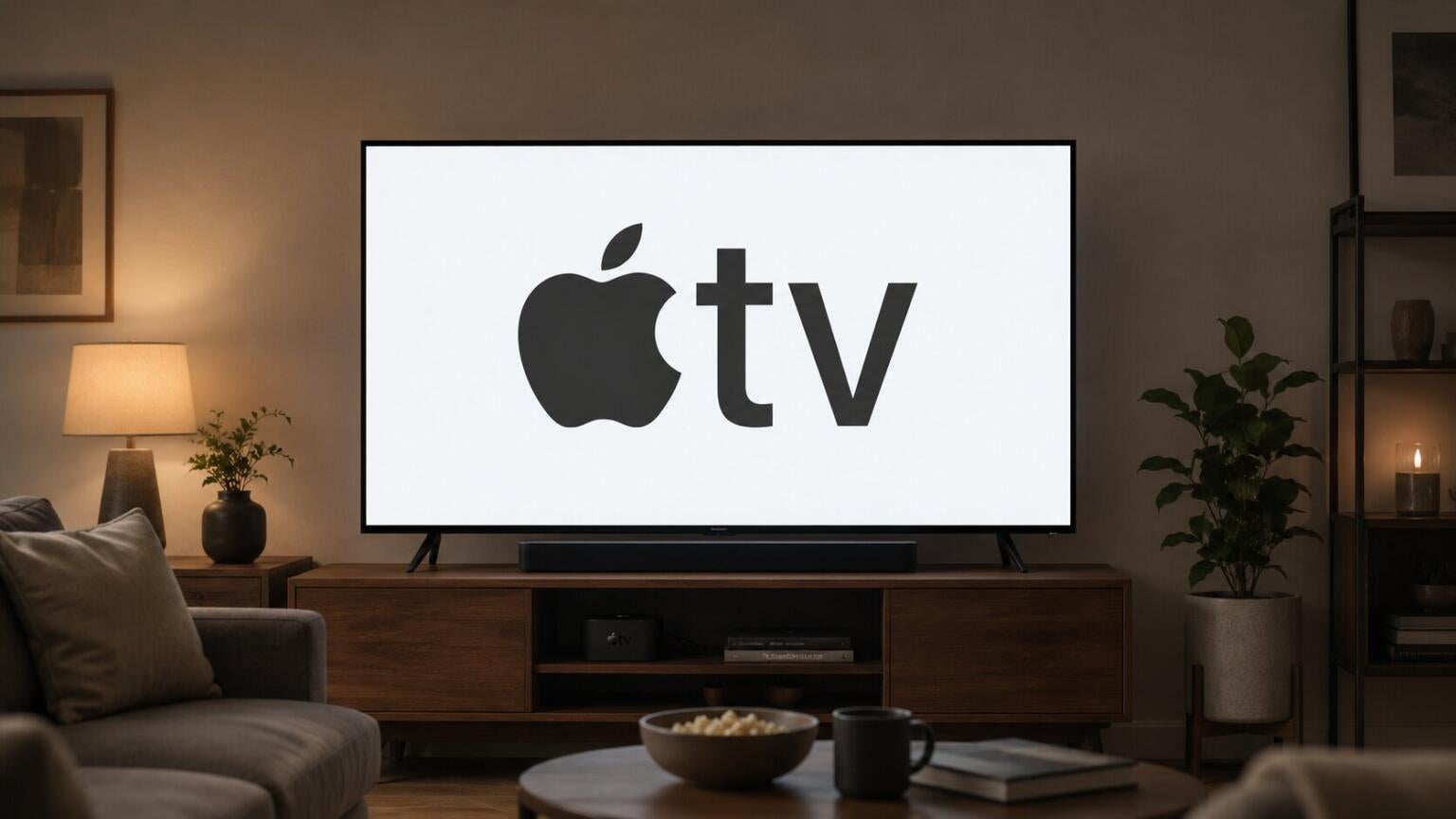 Apple TV on a TV screen.