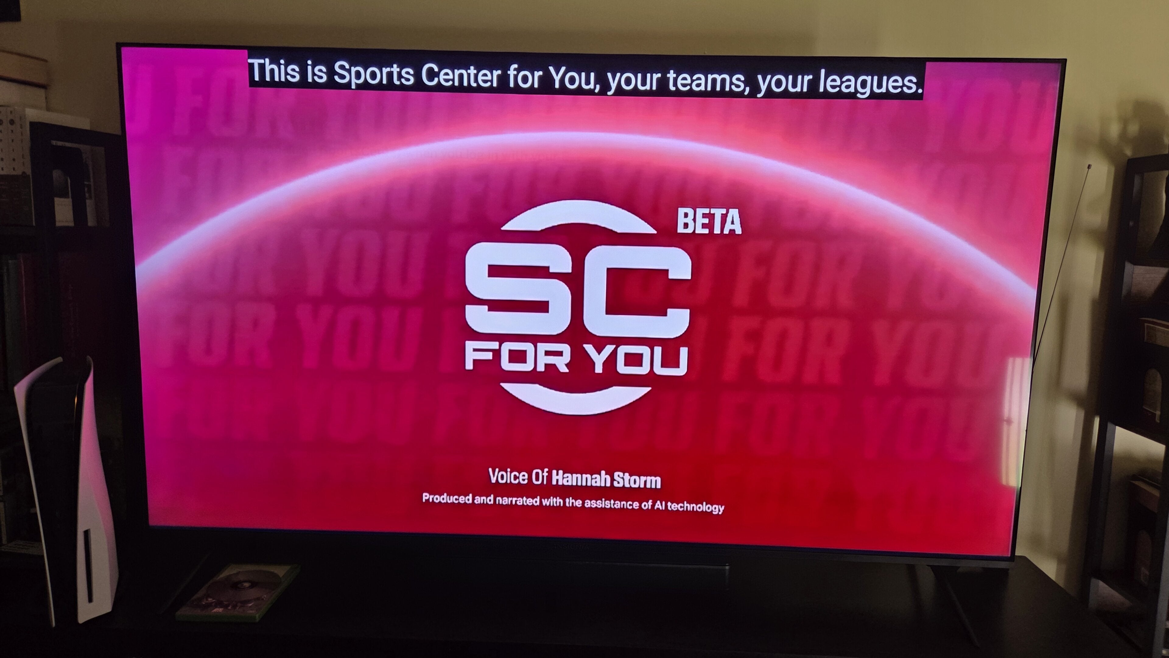 A still of SportsCenter For You on a TV screen.