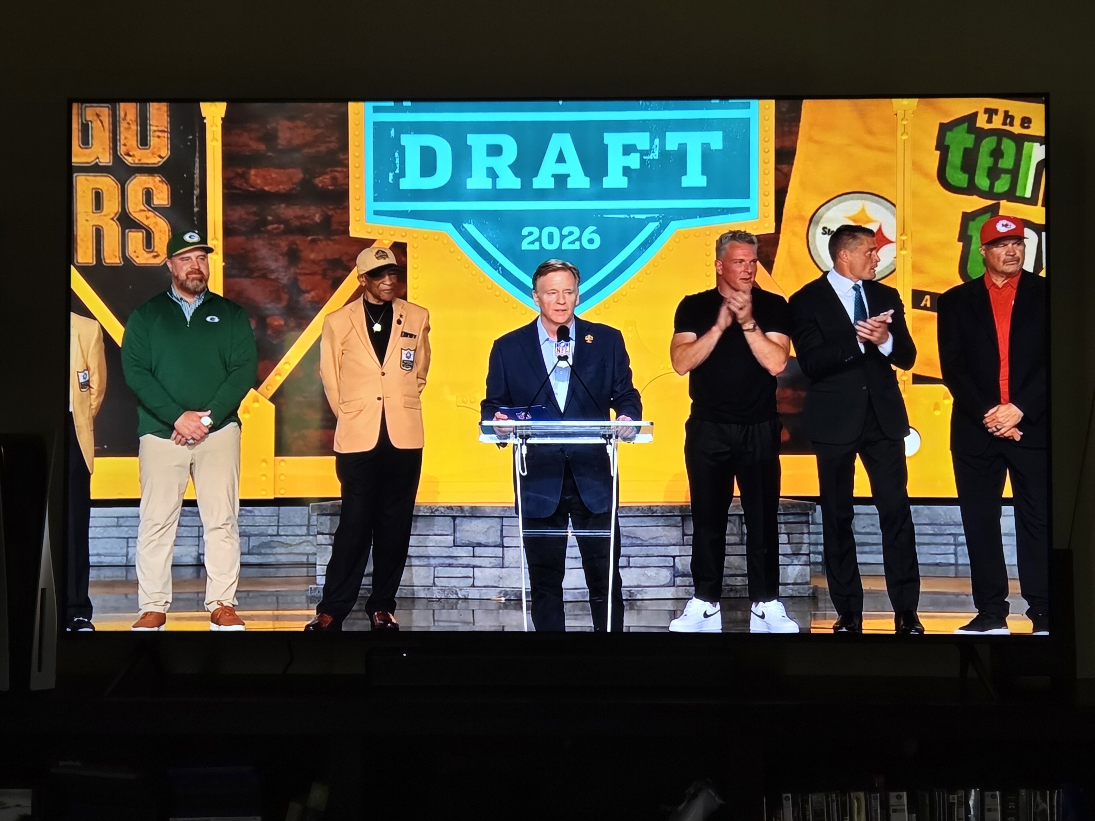 A shot of the 2026 NFL Draft on a TV screen.