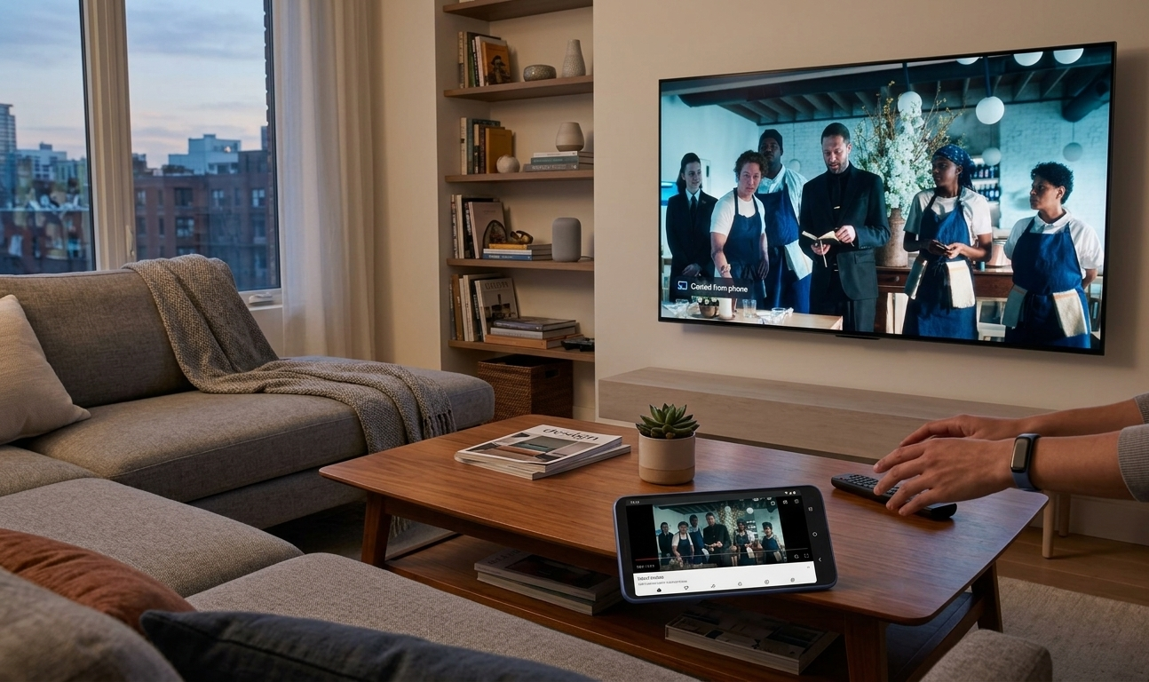 Instructions on how to cast from an Android device to Google TV.