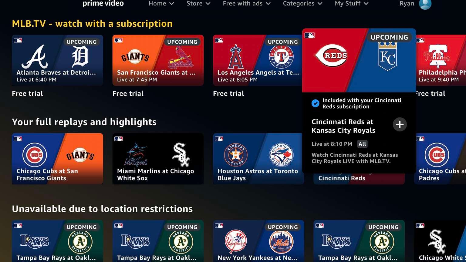 DEAL ALERT Save 55 on MLB.TV SingleTeam Package via Prime Video Channels