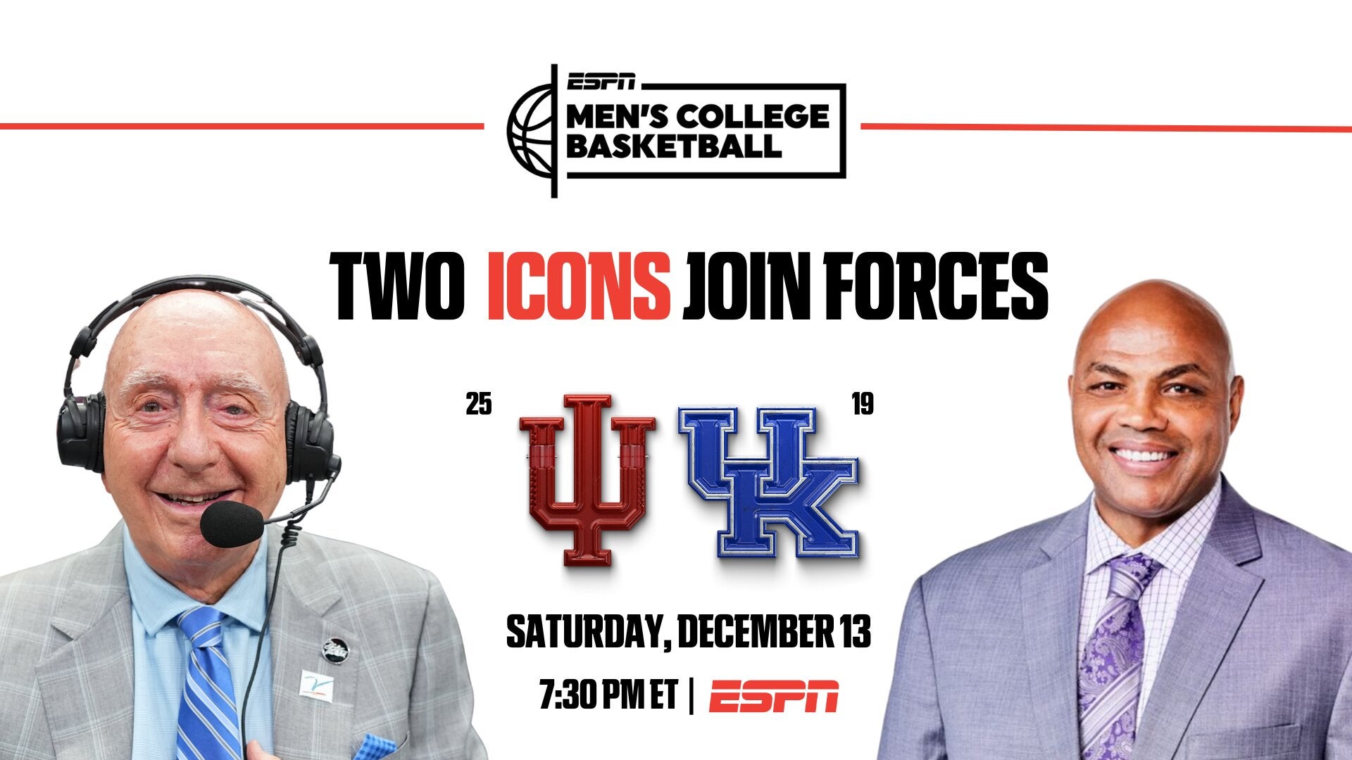 Dick Vitale and Charles Barkley will team up to call two college basketball games for ESPN and TNT.