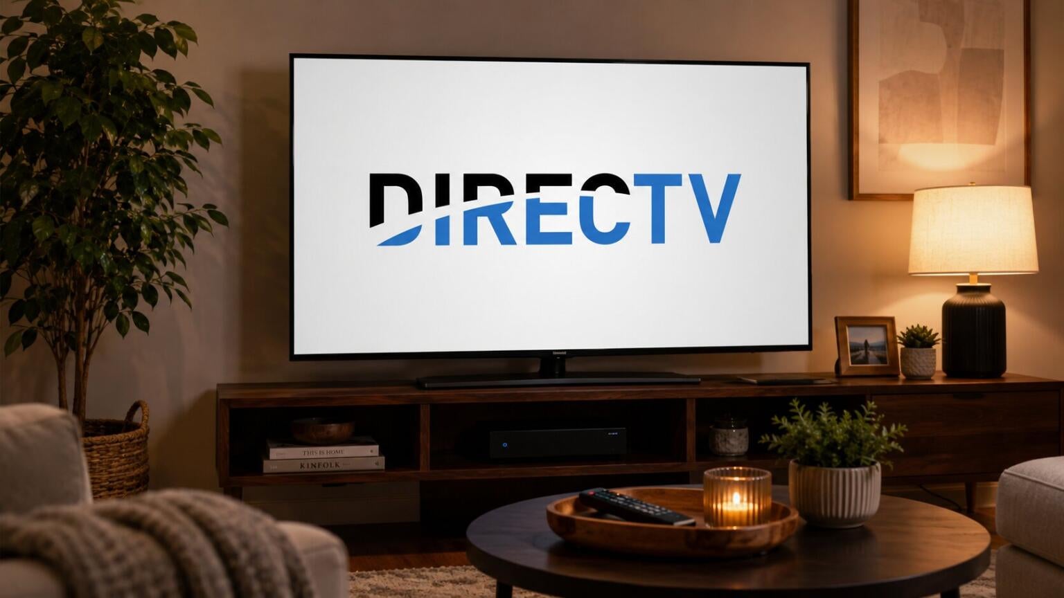 The DIRECTV logo on a TV screen, and news that the service has restored local channels from Scripps.