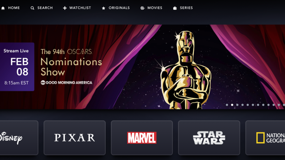 Disney+ Has Successful Live Stream Test of the 2022 Oscar Nominees