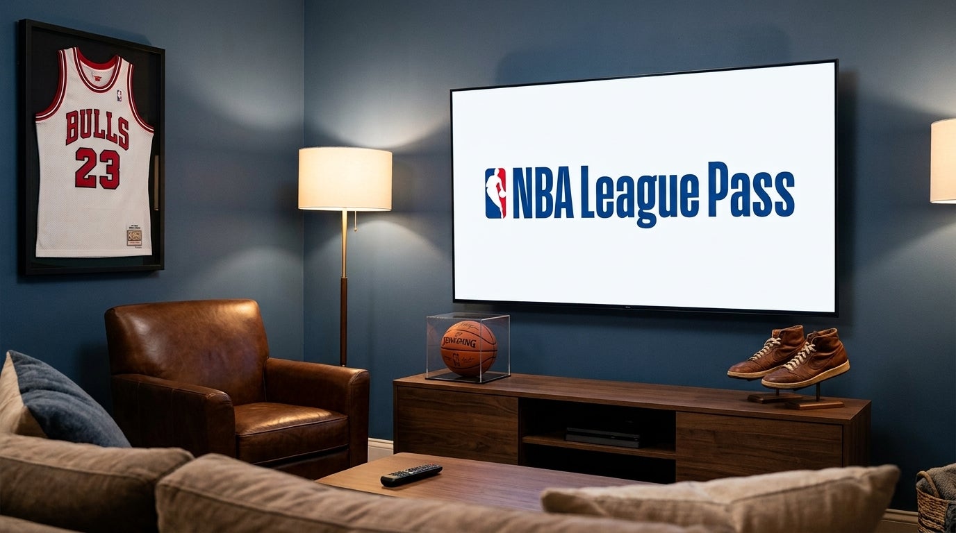 NBA League Pass on a TV, and info about its ad experience.