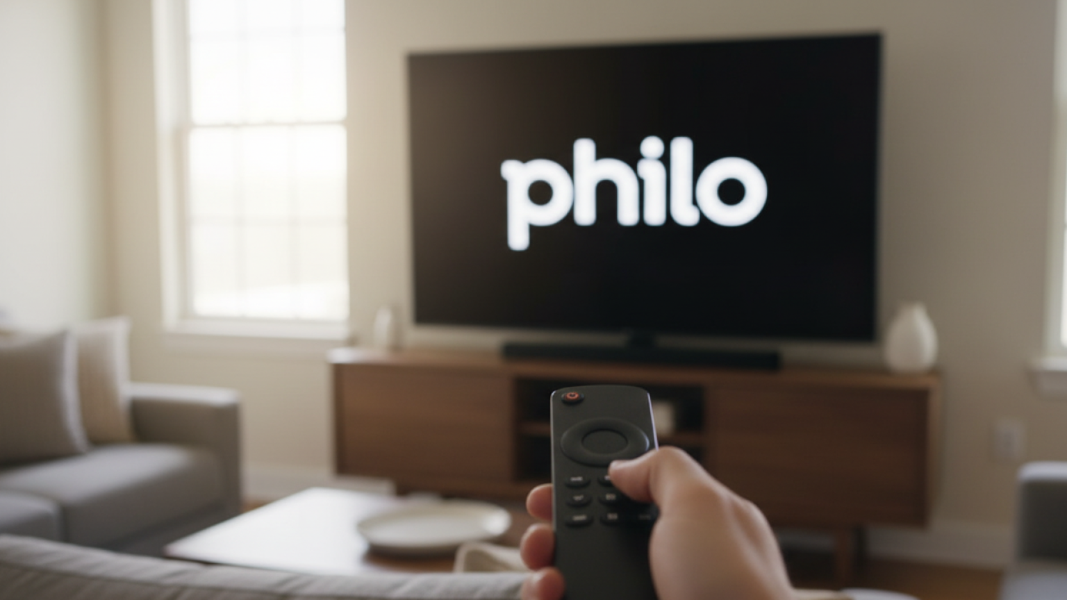 Philo on a TV screen in a living room.