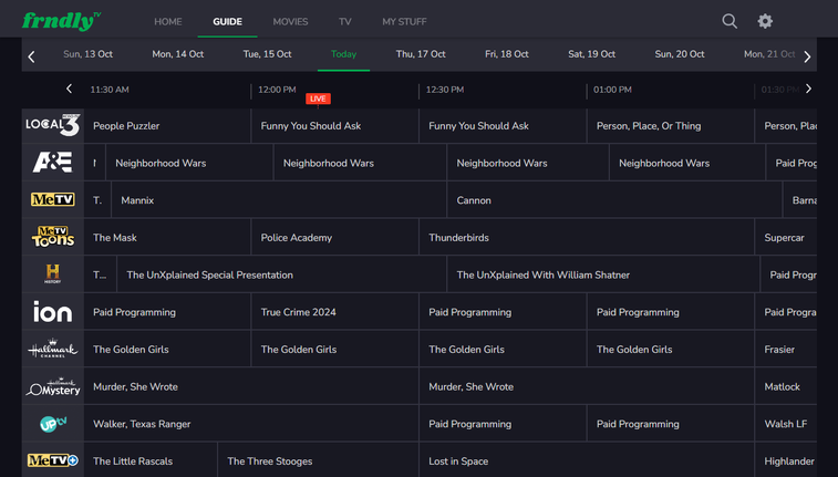 Frndly TV's live guide is easy-to-use and still manages to be somewhat feature rich.