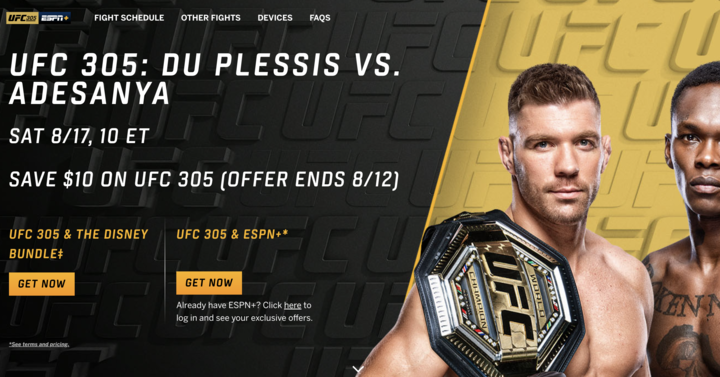 Save $10 off UFC 305 on ESPN+ PPV before Aug. 12