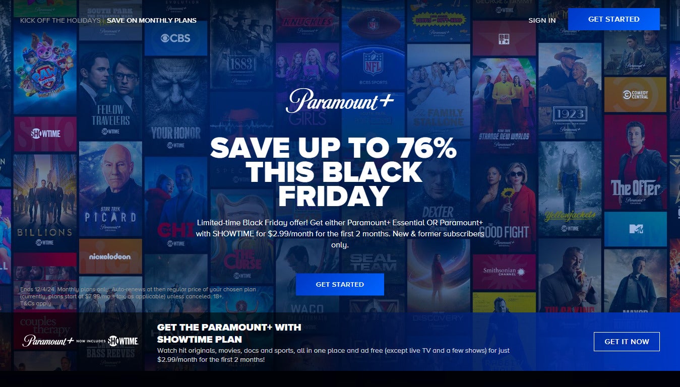 Both Paramount+ plans are on sale for $3 per month for the first two months of service for Black Friday.