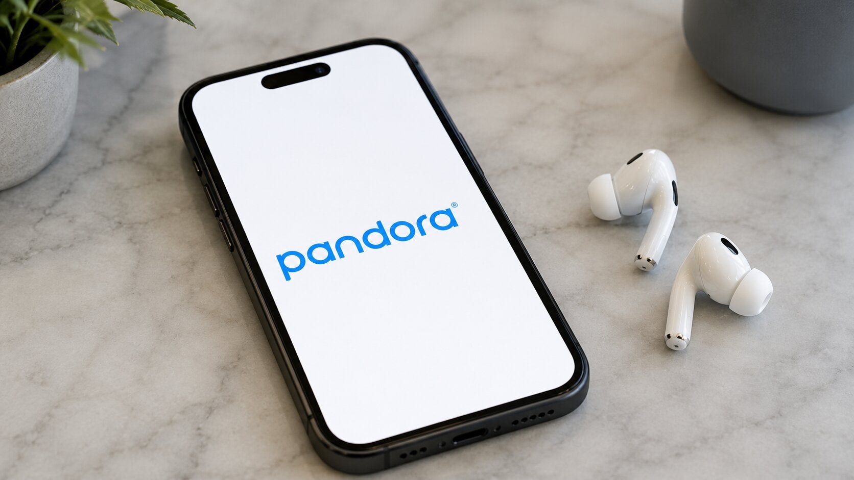 Pandora's logo on a mobile phone, and instructions for how to cancel an account.