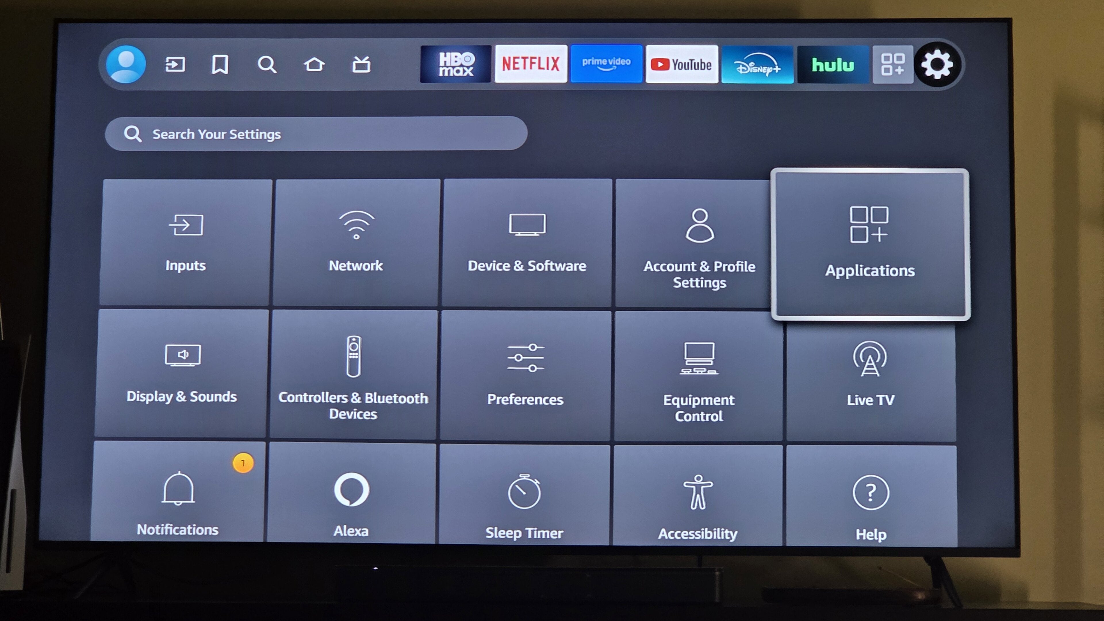 The Fire TV applications screen, and a guide for how to add and delete apps onyour Fire TV.