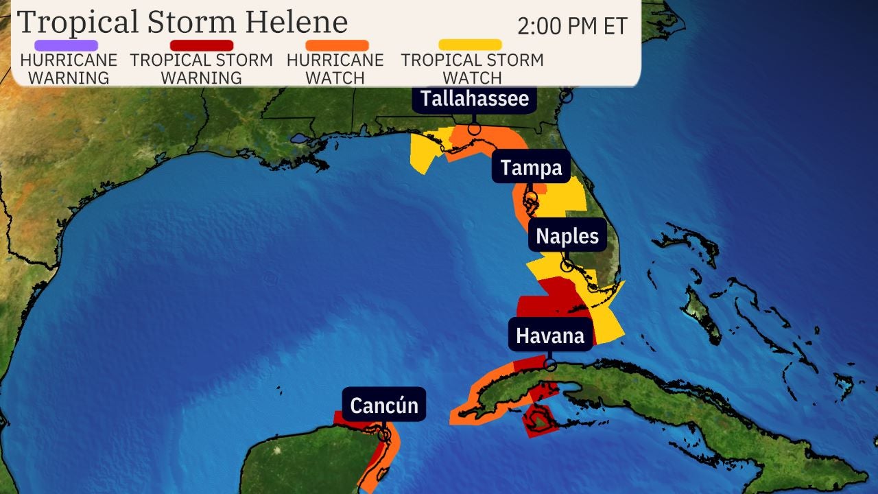 Tropical Storm Helene is expected to intensify very quickly through Tuesday and Wednesday.