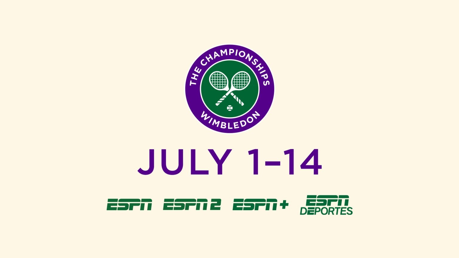 The ESPN family of networks will provide complete coverage of the 2024 Wimbledon tennis tournament.