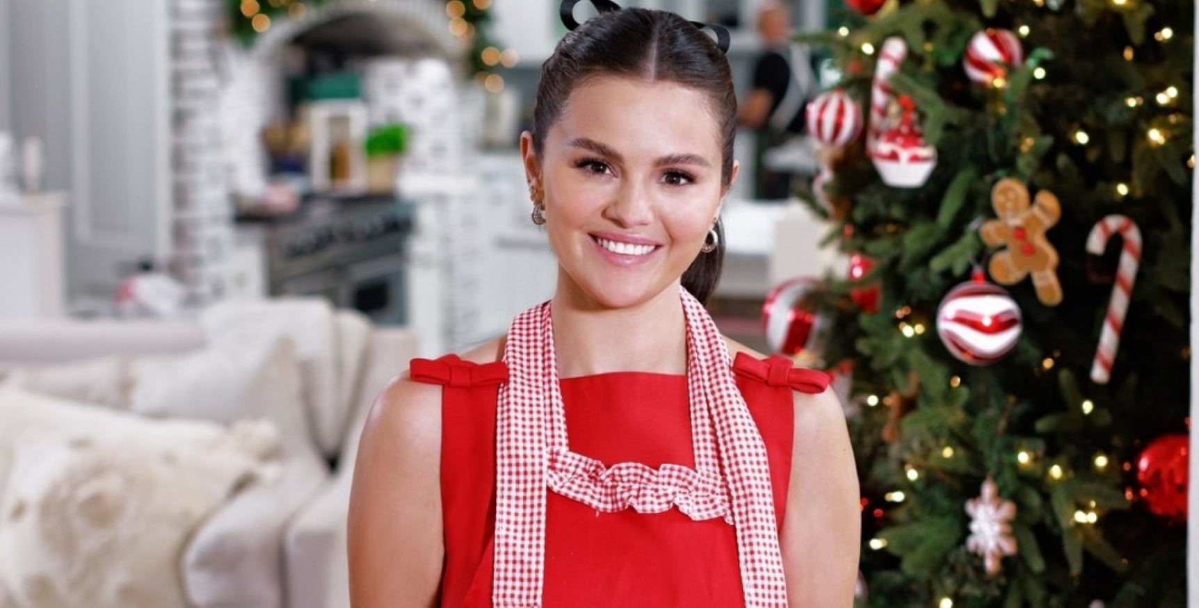 Selena Gomez in a promotional photo for the Food Network special "Selena + Chef: Home for the Holidays"