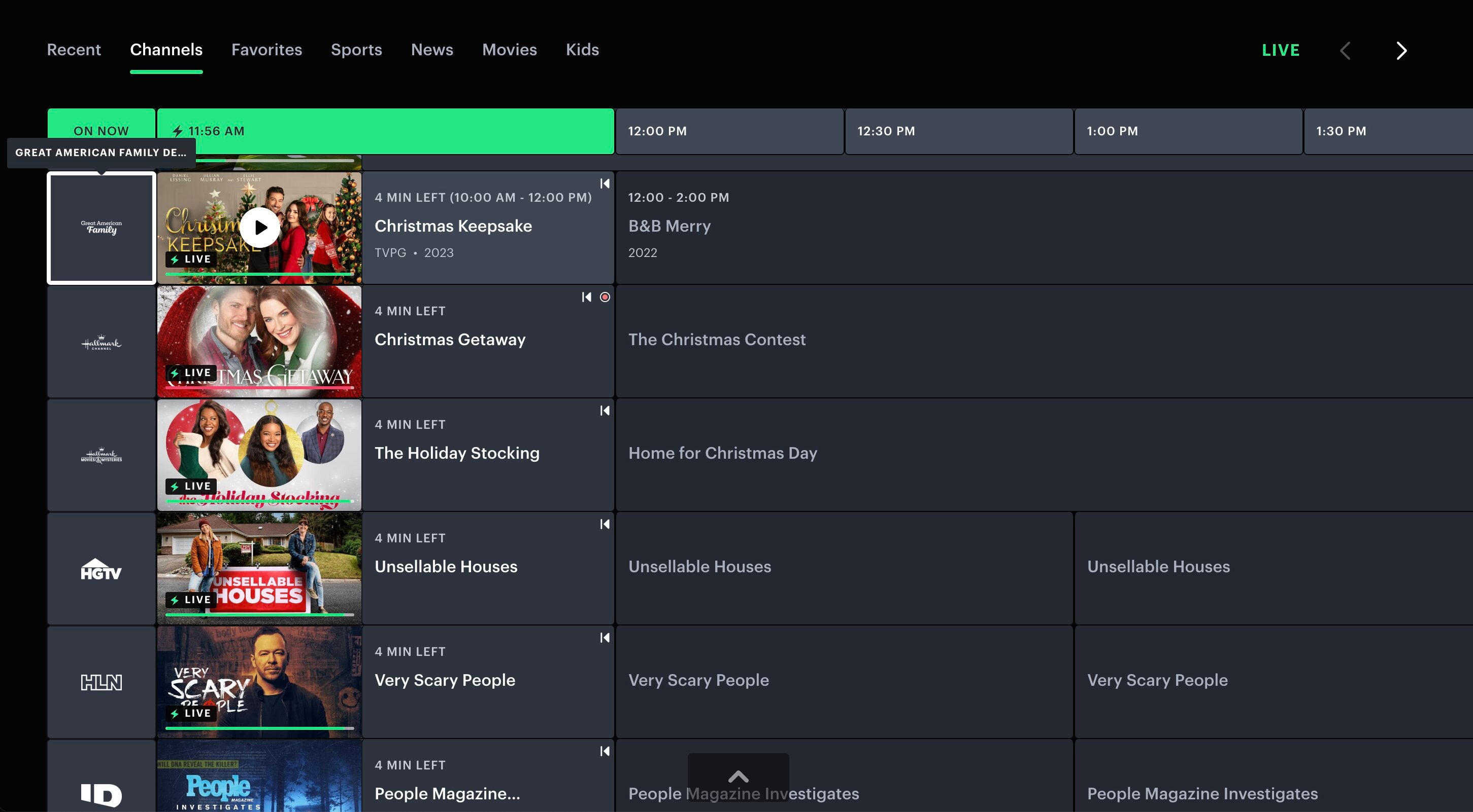 Hulu + Live TV has added Great American Family in the midst of its annual Christmas programming slate.