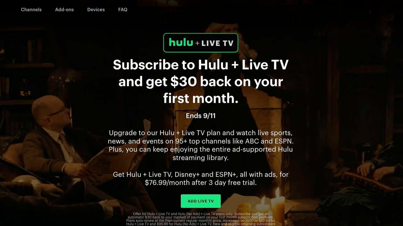 Hulu + Live TV gives you  back when you sign up this week