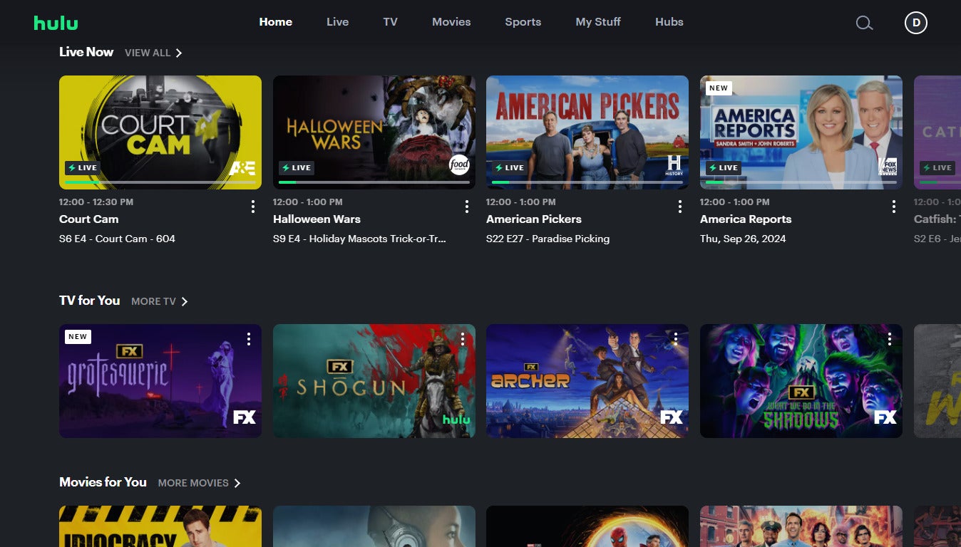 Hulu + Live TV is a good all-around live TV service with lots of choices.