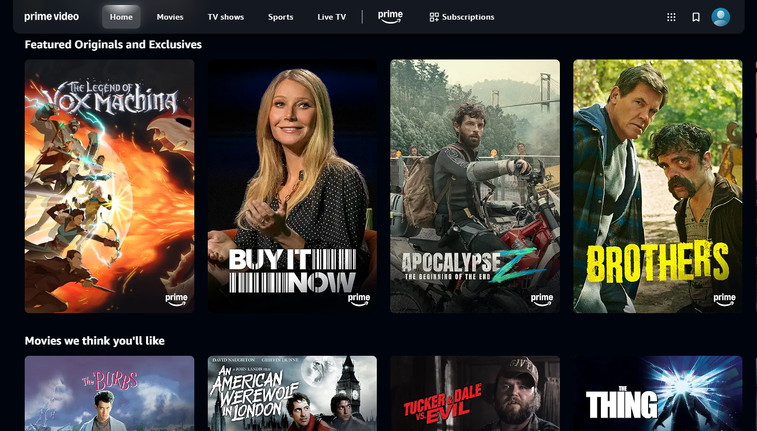 Prime Video's user interface is more or less like that of other streamers.