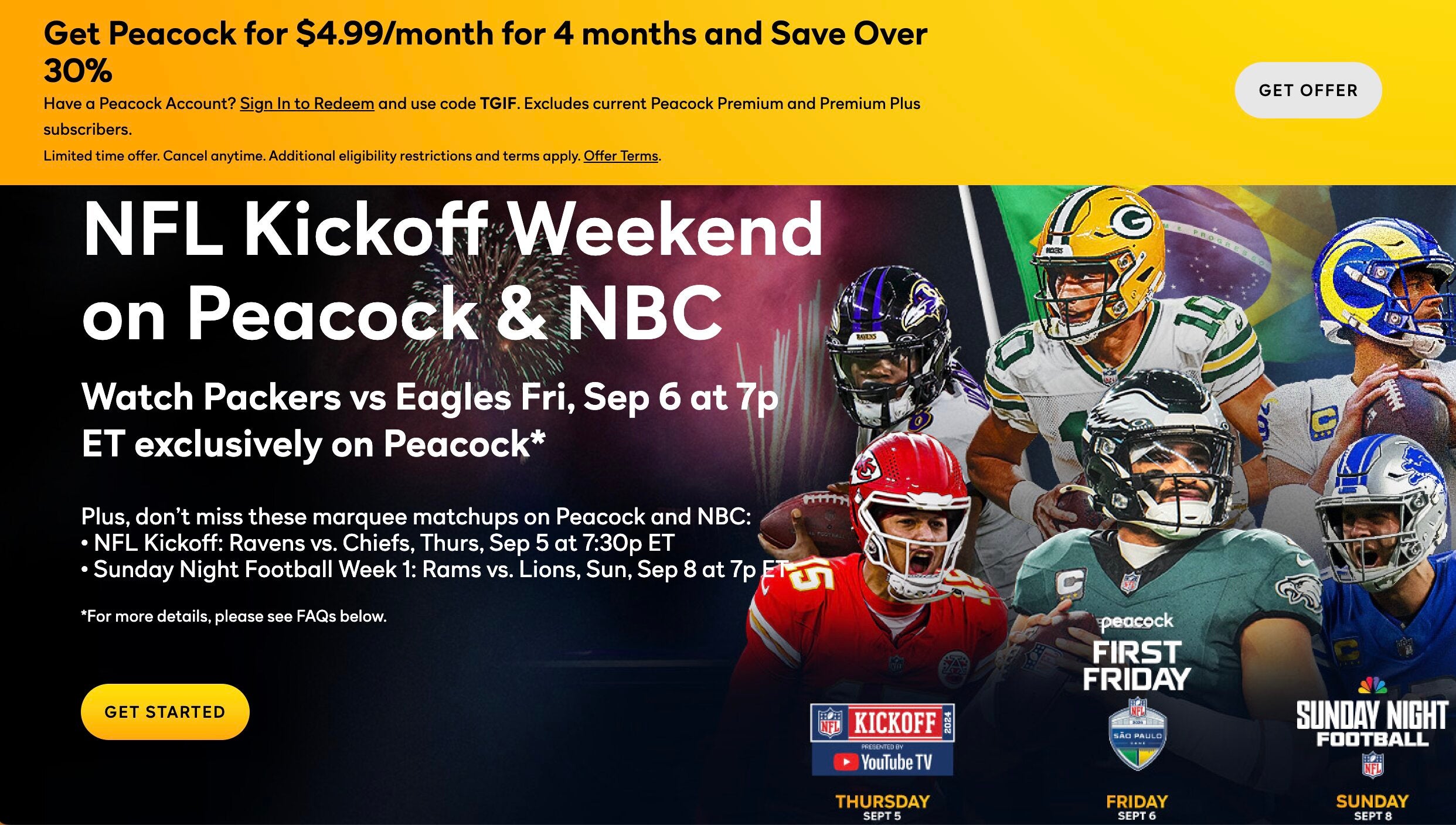 Peacock is allowing new customers to save more than 30% off a subscription during football season.