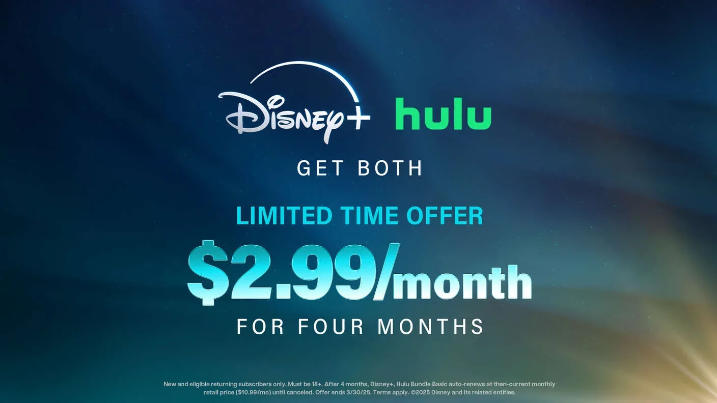 Disney+ and Hulu are available for a combined price of $3 per month for four months until March 31.