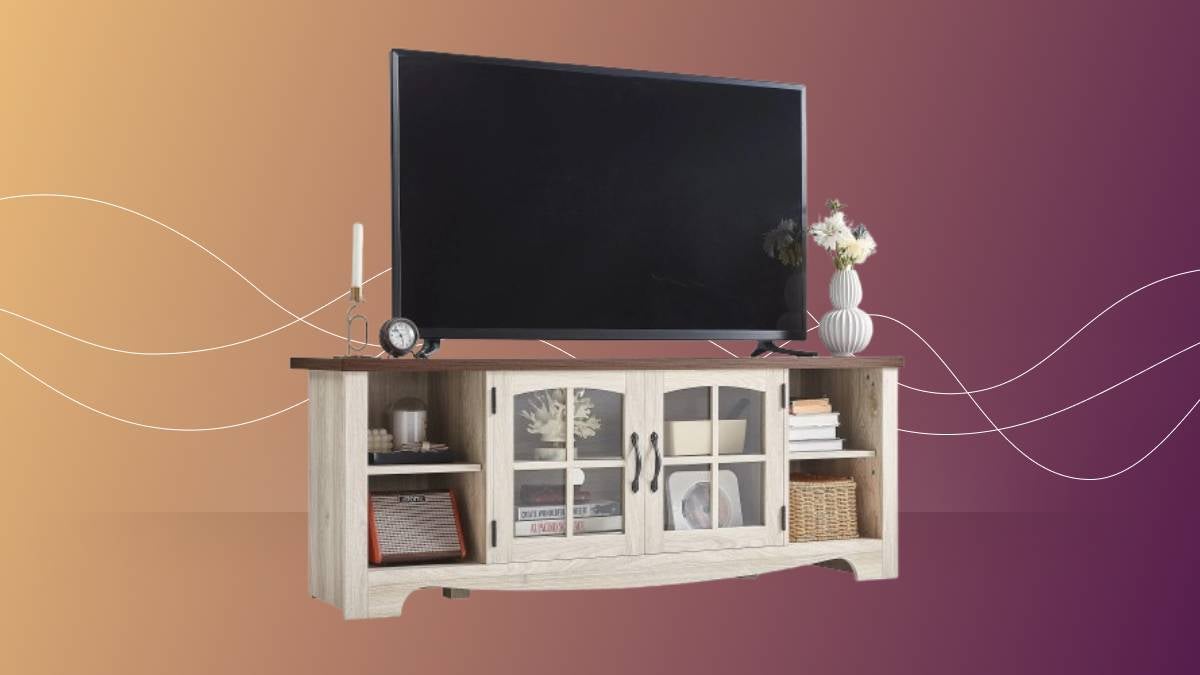 This Linsy TV stand is on sale for just $180 from Walmart.