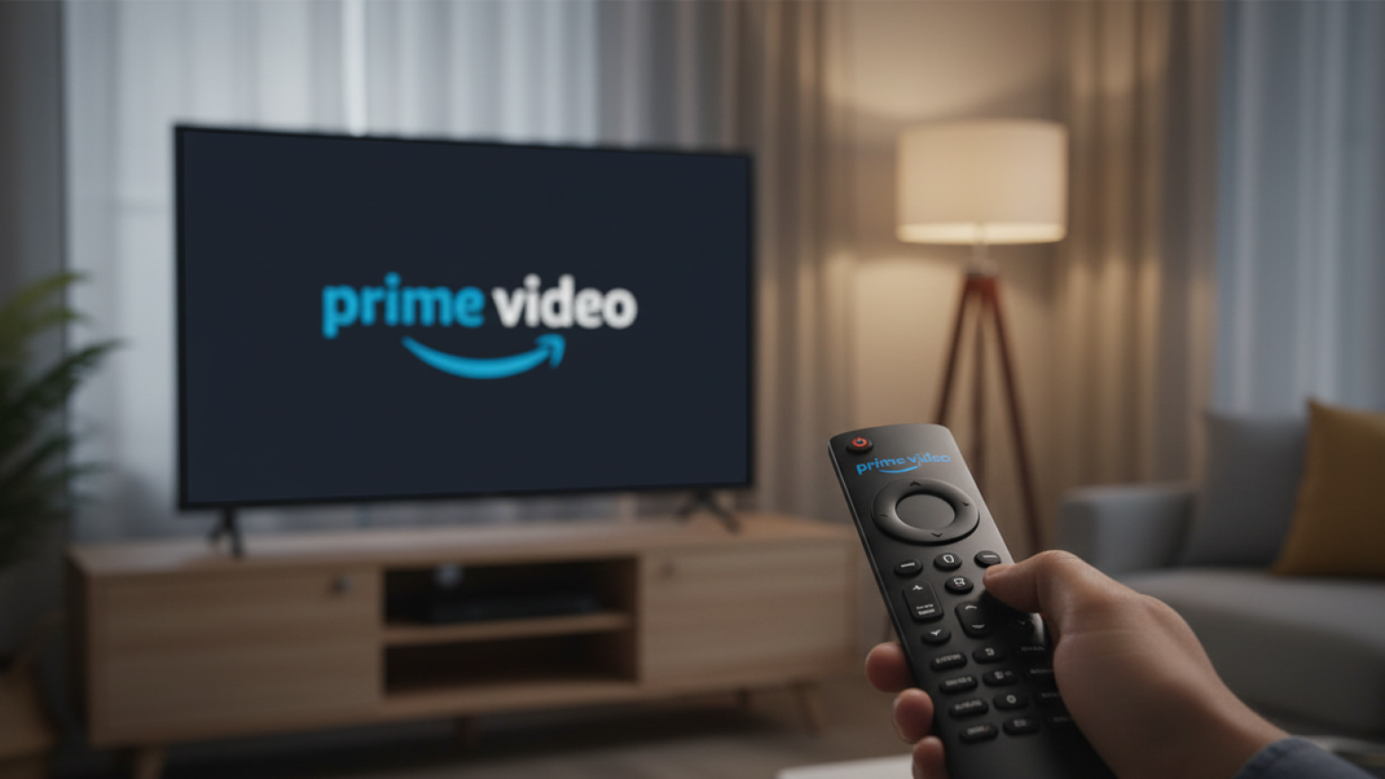 The Prime Video logo on a TV screen.