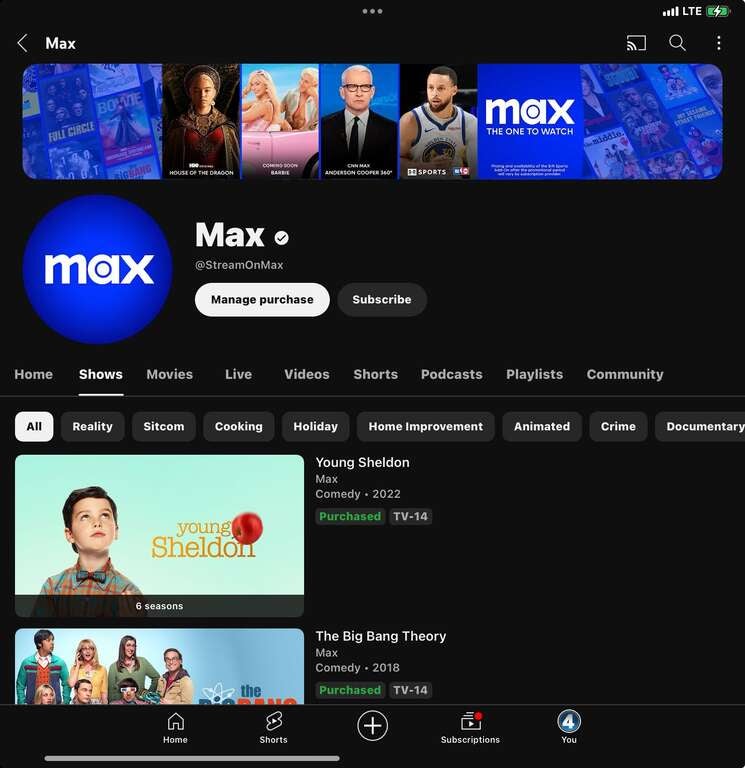 Max Available Early via YouTube Primetime Channels; CNN Max, Bleacher ...