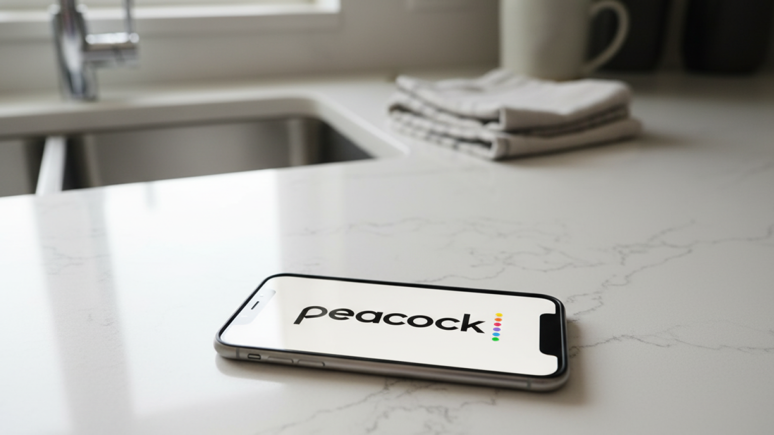The Peacock logo on a phone screen, and details about its new reward program.