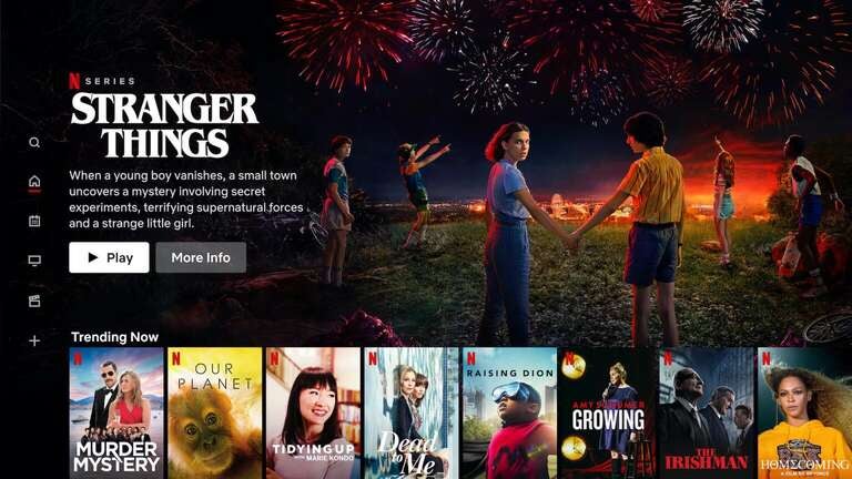 Netflix's current UI focuses information about a given title at the top of the screen.