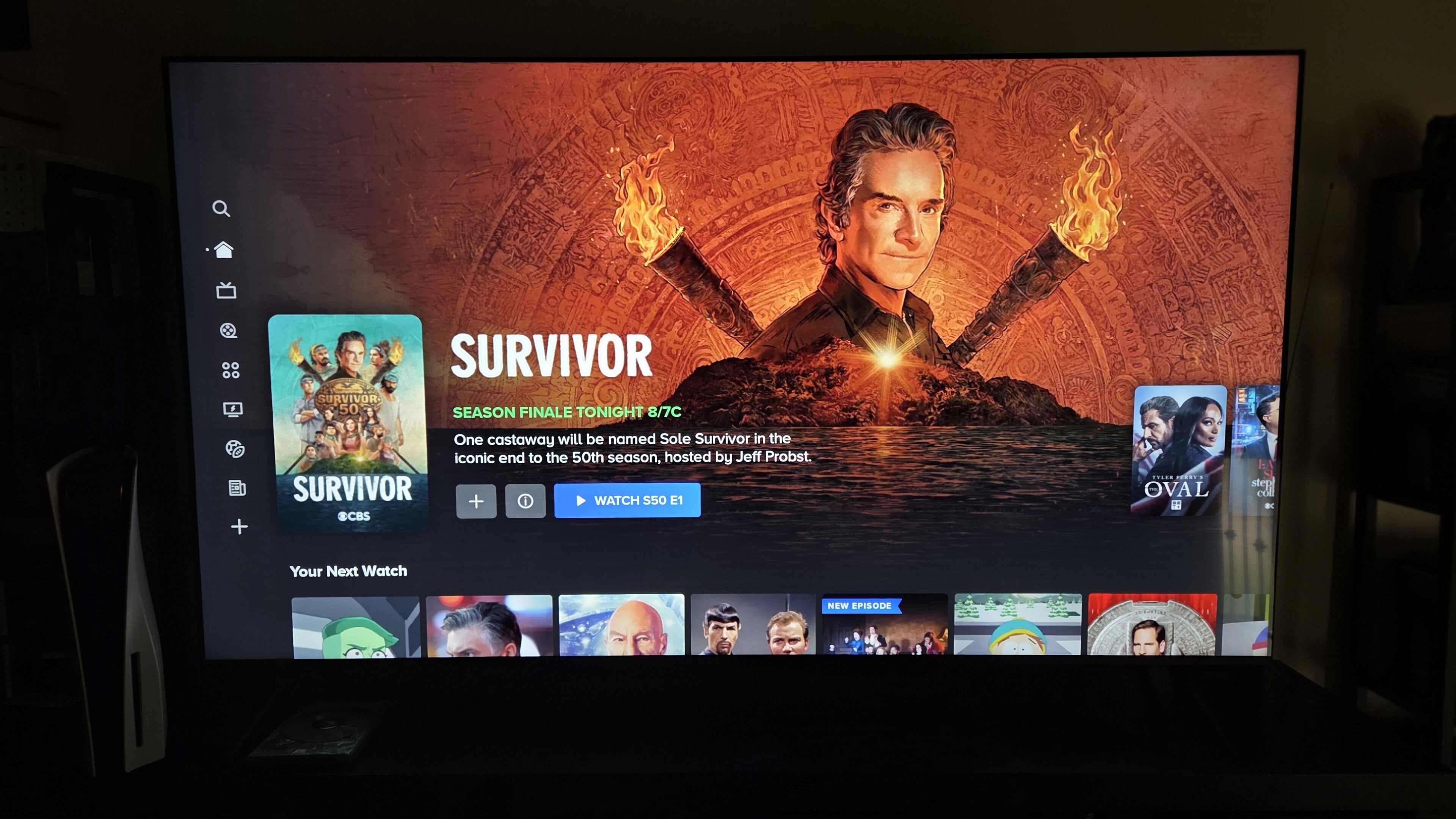 The Paramount+ home screen on a Fire TV device.