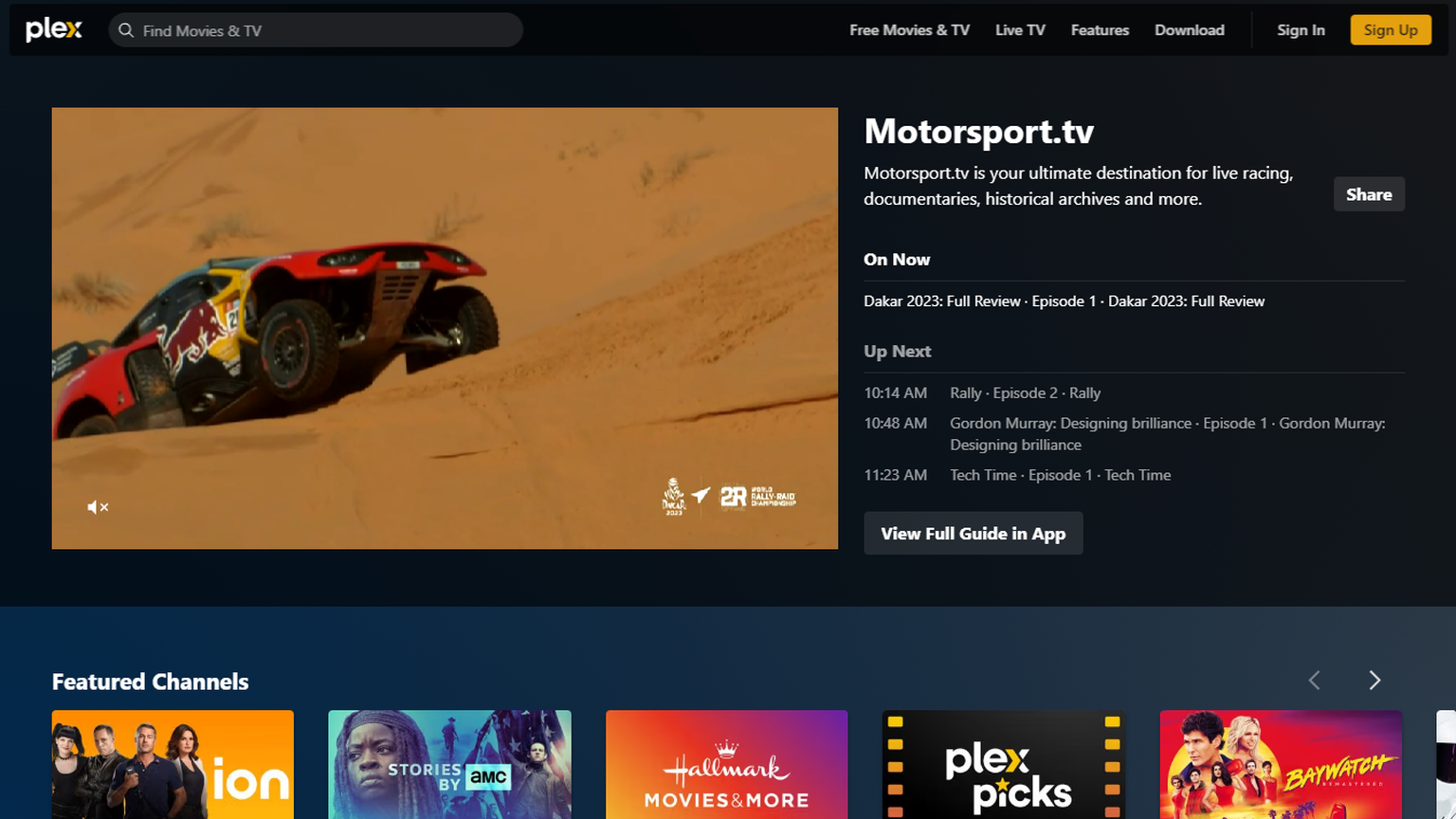 Plex Adds Five New Free Channels Including Motorsport, Sci-Fi, Lifestyle Networks