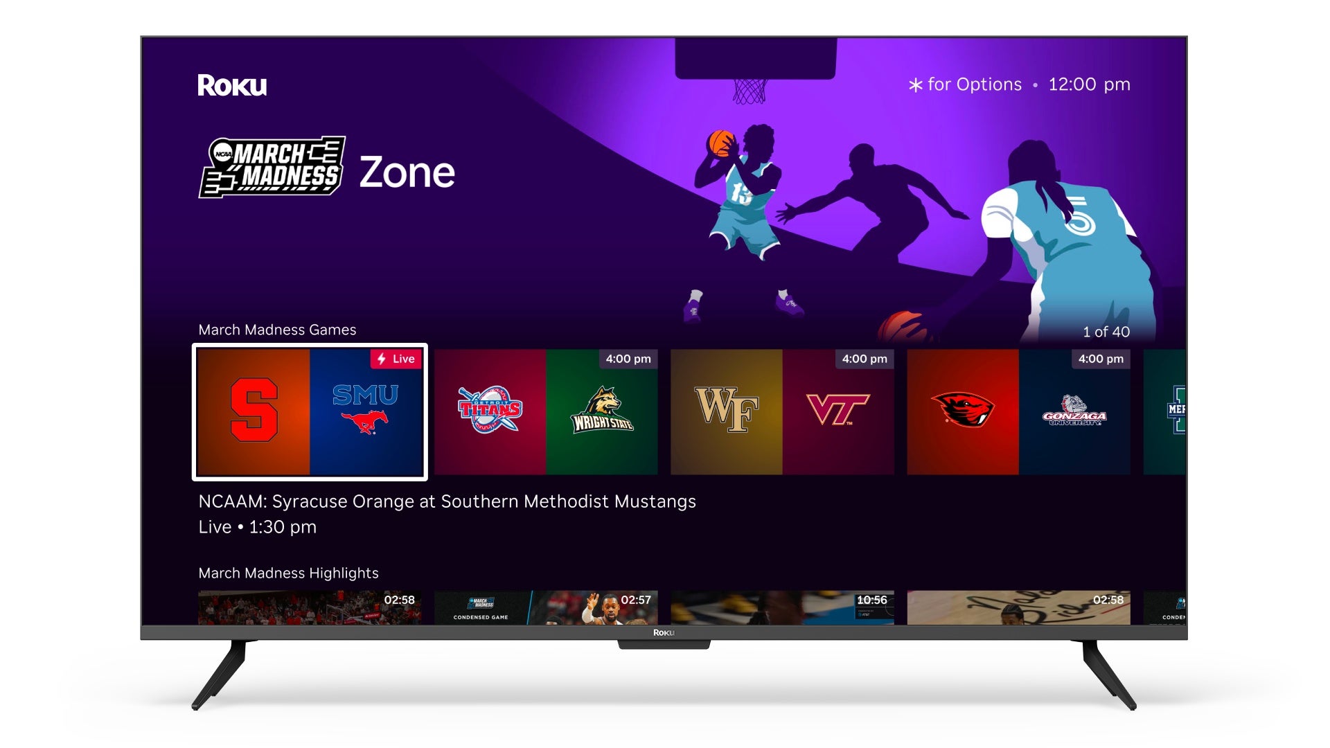 Roku has launched a new March Madness Zone.