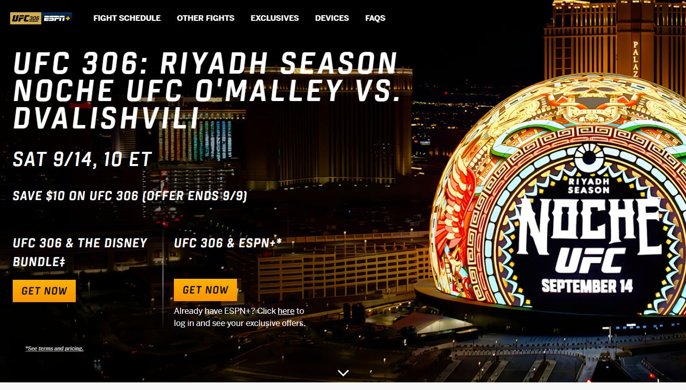 ESPN+ is offering $10 off UFC 306 if customers buy the PPV on Sept. 9.