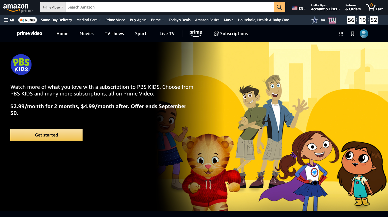 Get two months of PBS Kids for just $6 via Prime Video Channels.