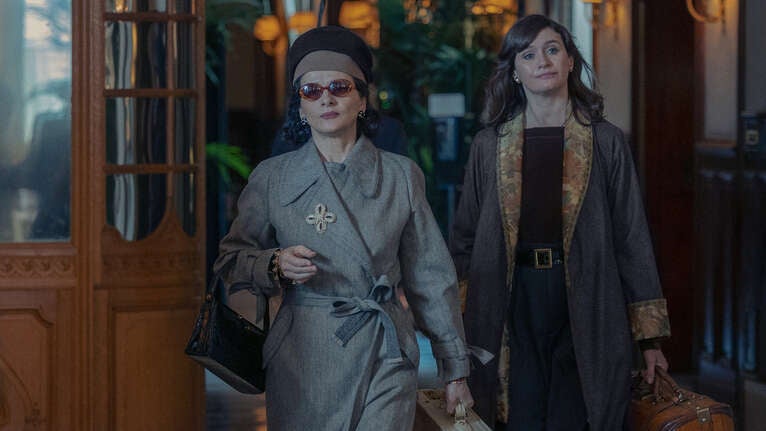 Juliette Binoche as Coco Chanel and and Emily Mortimer Elsa Lombardi in the upcoming Apple TV+ series "The New Look"