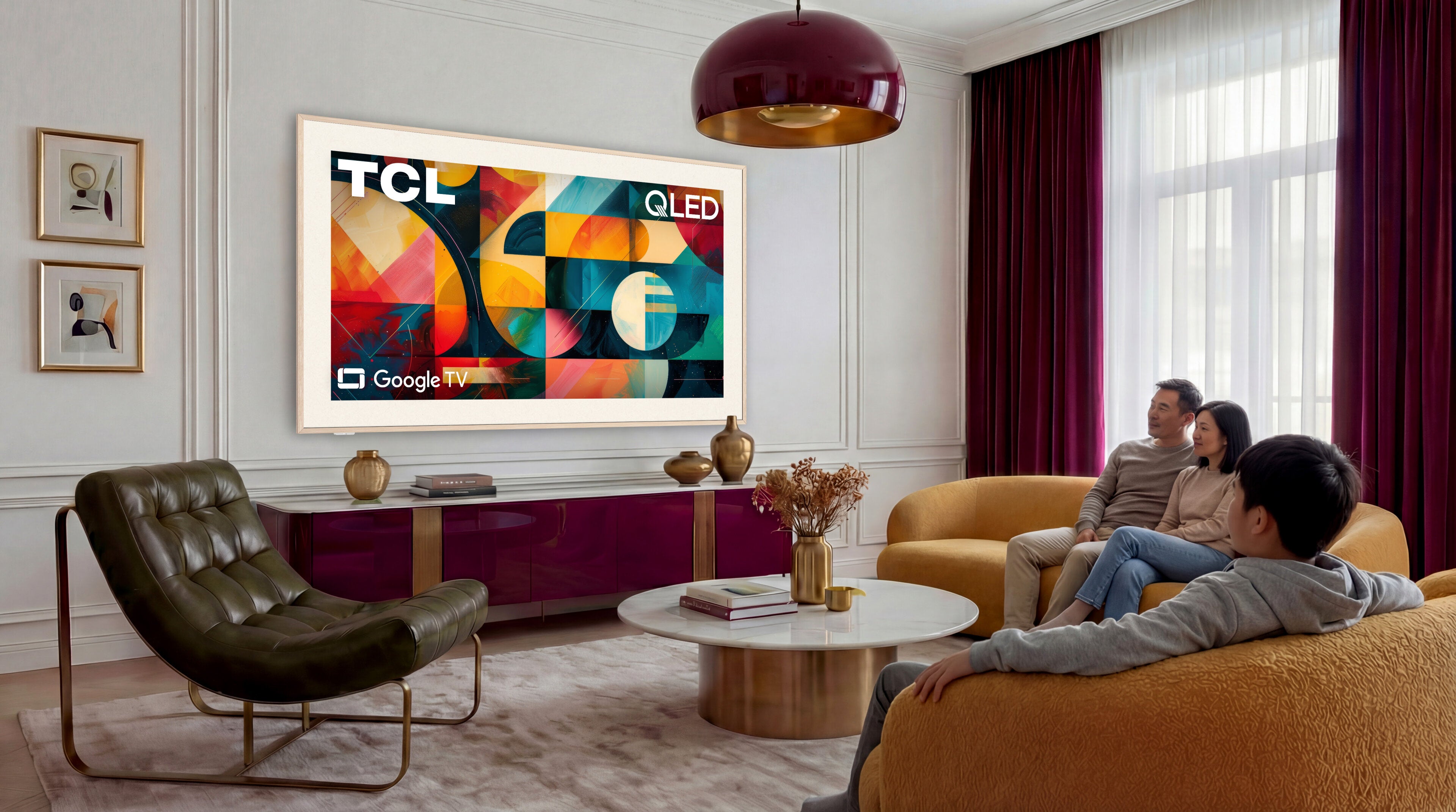 The TCL A300L smart TV in a living room, and details about a major discount for the TV.