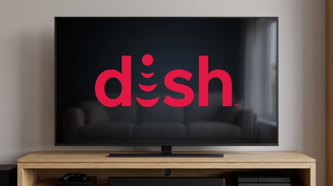 the DISH logo on a TV screen, and six reasons why DISH may be better than streaming.