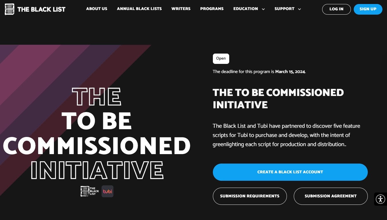 Tubi's new initiative with The Black List for independent movie scripts.