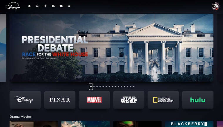 Disney+ falls under the same corporate umbrella as ABC, and so will provide debate coverage.