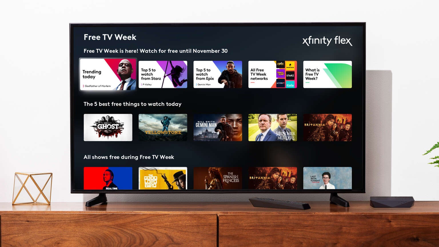 Xfinity is Offering Free TV Week for X1 and Flex Customers, Includes