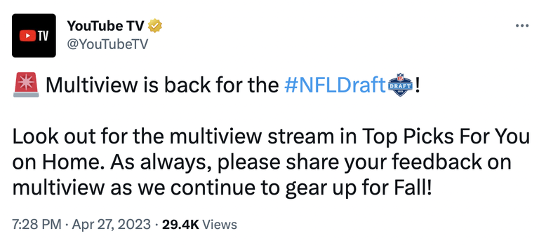 TV Brings Back Multiview for NFL Draft; Is It Necessary to Have  Three Feeds of Same Event? – The Streamable